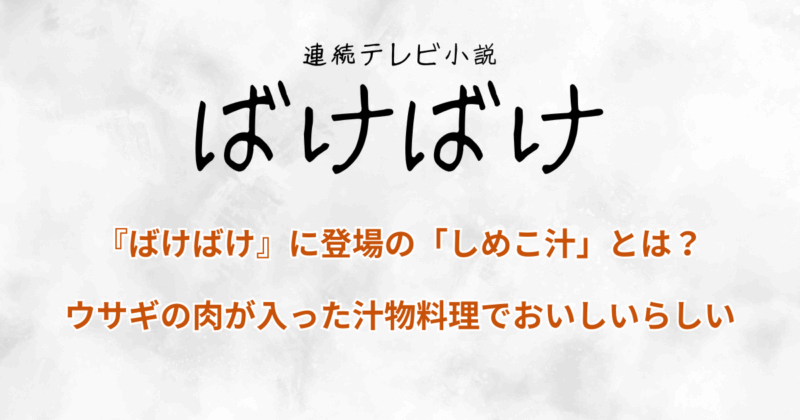 『ばけばけ』しめこ汁とは？ウサギの肉が入った汁物料理でおいしいらしい