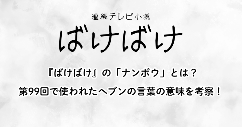 『ばけばけ』の「ナンボウ」とは？第99回で使われたヘブンの言葉の意味を考察！