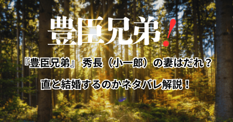 『豊臣兄弟』 秀長（小一郎）の妻はだれ？直と結婚するのかネタバレ解説！